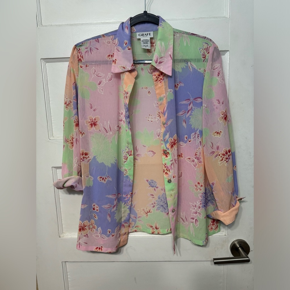 Floral Sheer Button-Up Blouse